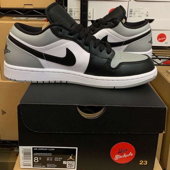 Nike Air Jordan 1 Low Grey Shadow Toe Shoes 553558-052 (GS) Youth & Men's Sizes - Picture 6 of 12